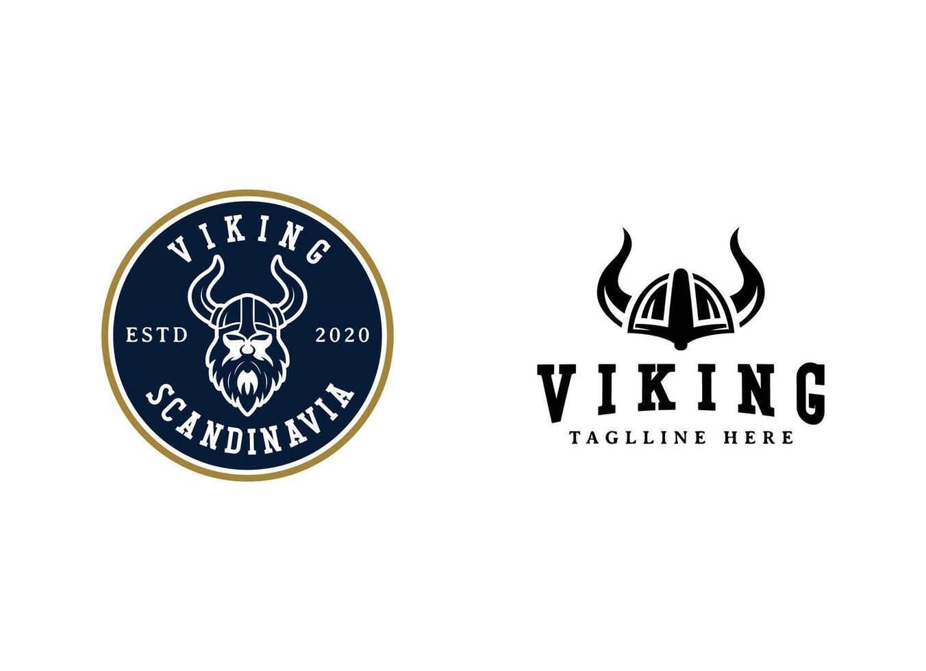 Viking Warrior Logo Design with Horned Helmet vector