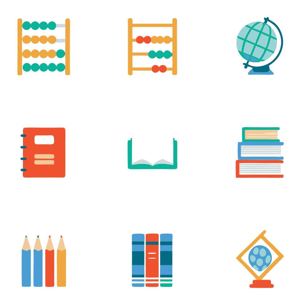 Collection of school supplies and educational tools vector