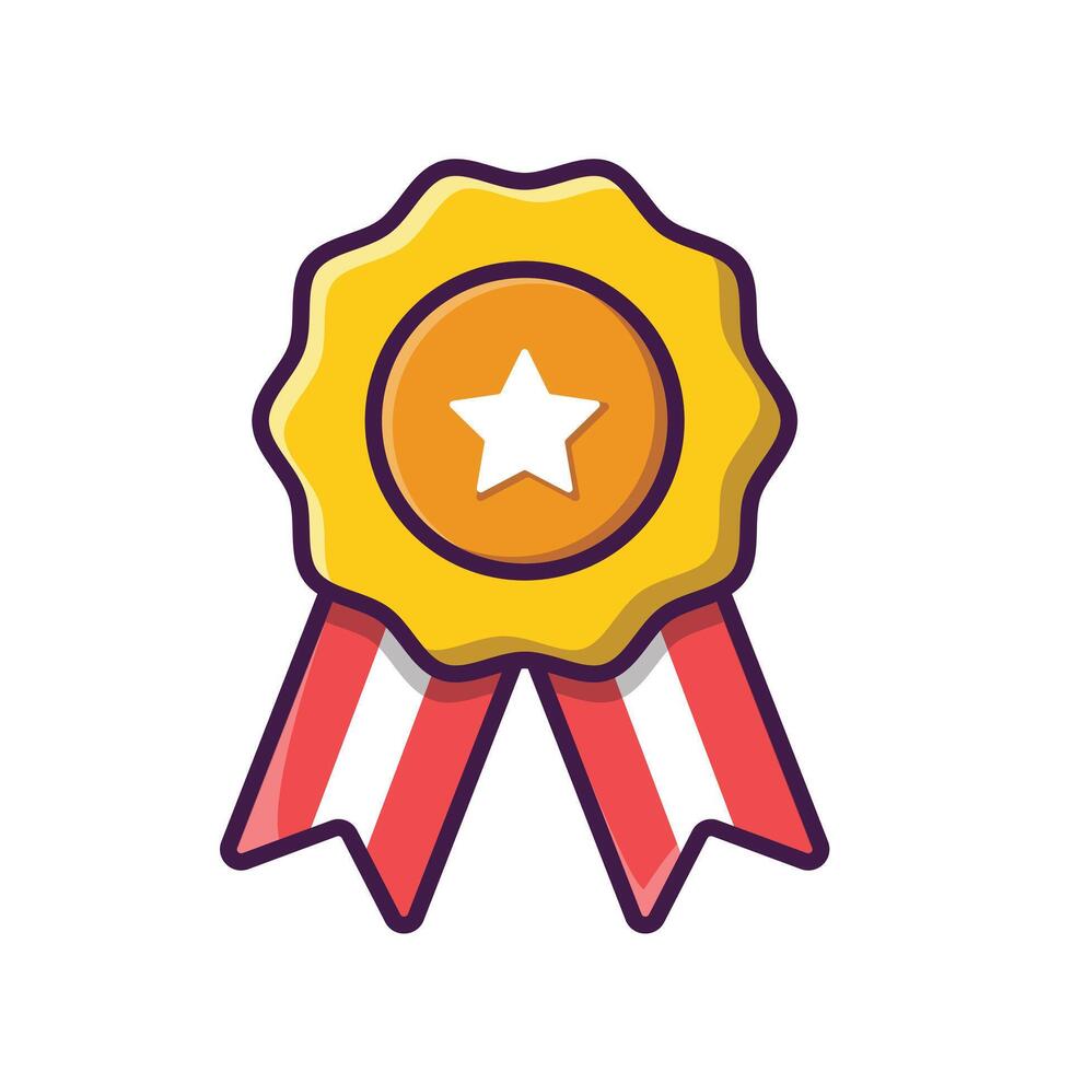 Gold medal badge. Flat simple icon design. vector