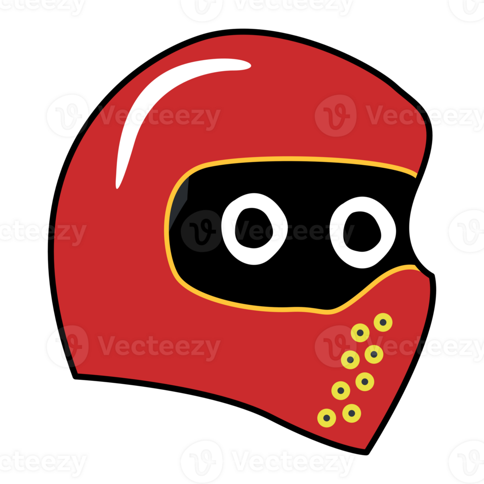 Red Racing Helmet and big eye Illustration. flat design png