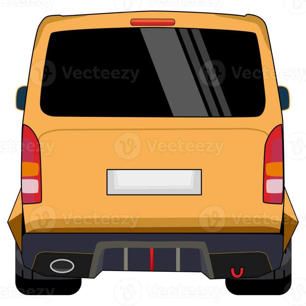 Rear View of Yellow Van Car Illustration png