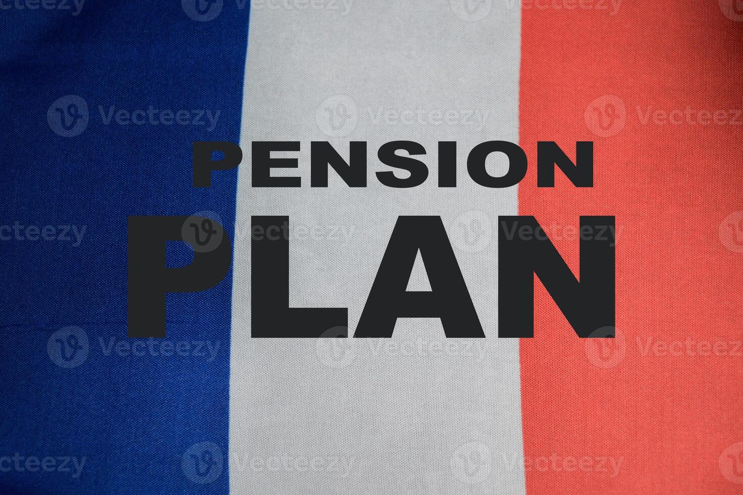 Pension plan concept with with French flag sign photo