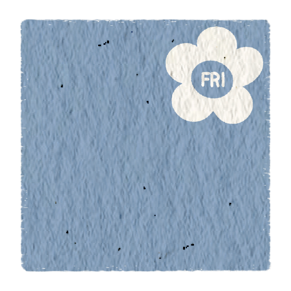 Weekly memo sheet stickers, paper notes, journal, to do list, for daily planner, Friday with blue paper texture. png