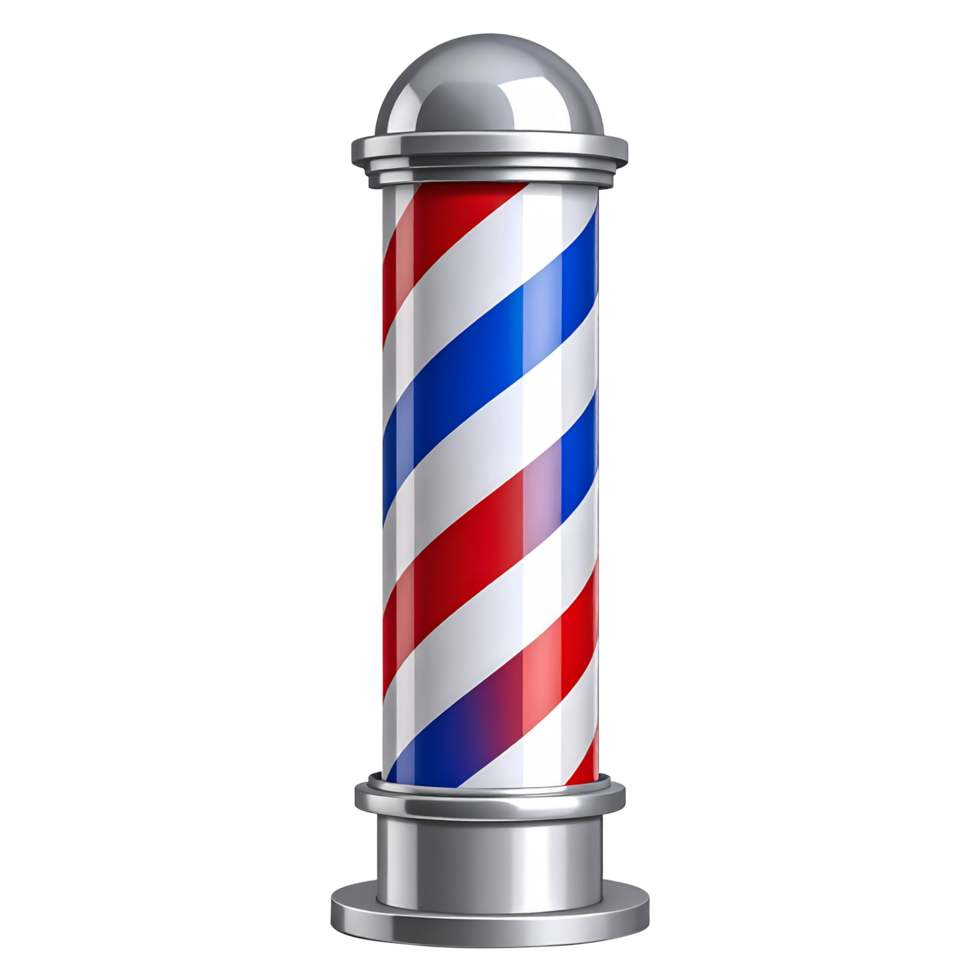 barber pole with red, white and blue stripes on transparent background png