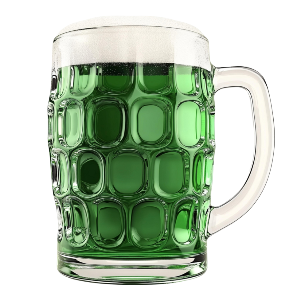 Cold Green Beer Glass With Foam For Festive Celebration With Transparent Background png