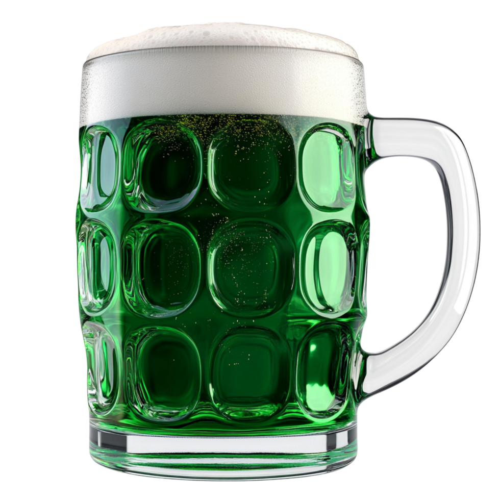 Budwei Label On Green Beer Glass Isolated On Transparent Background png