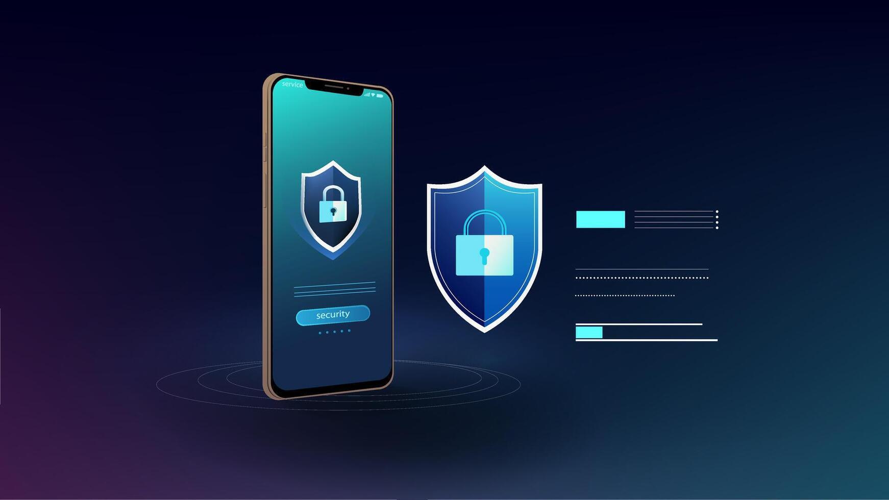 Mobile phone displaying security features vector