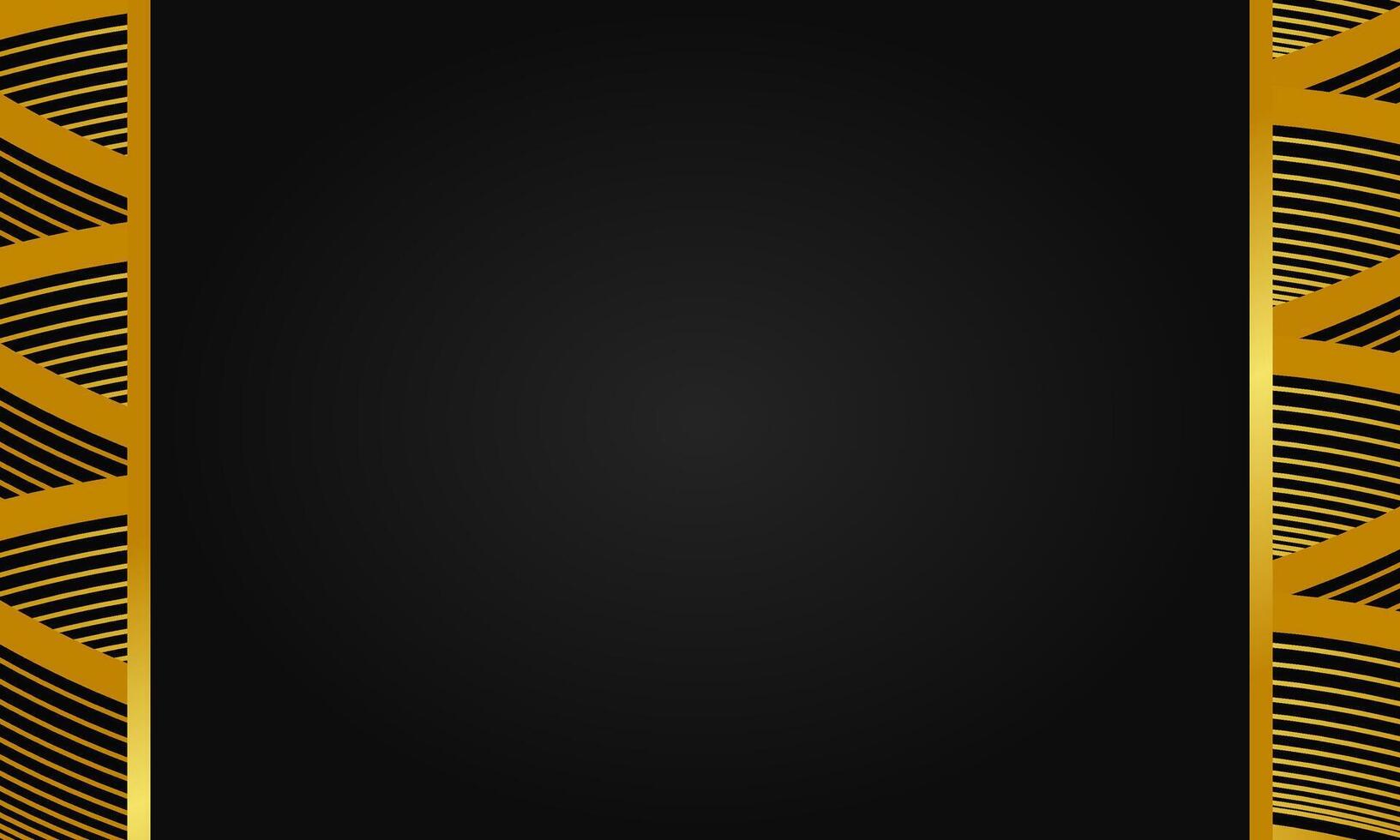 Elegant vertical luxury background with gold wave patterns on black vector