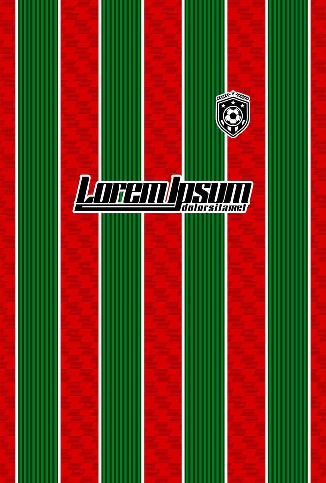 Green and Red Vertical Striped Football Jersey Design with Houndstooth Pattern vector
