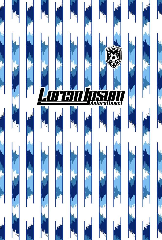 Blue Brush Stroke Striped Soccer Jersey Design Template on White Background vector