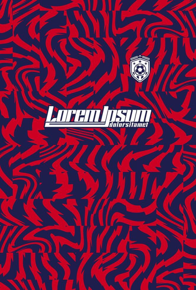 Modern Abstract Football Jersey Design with Red and Navy Blue Pattern vector