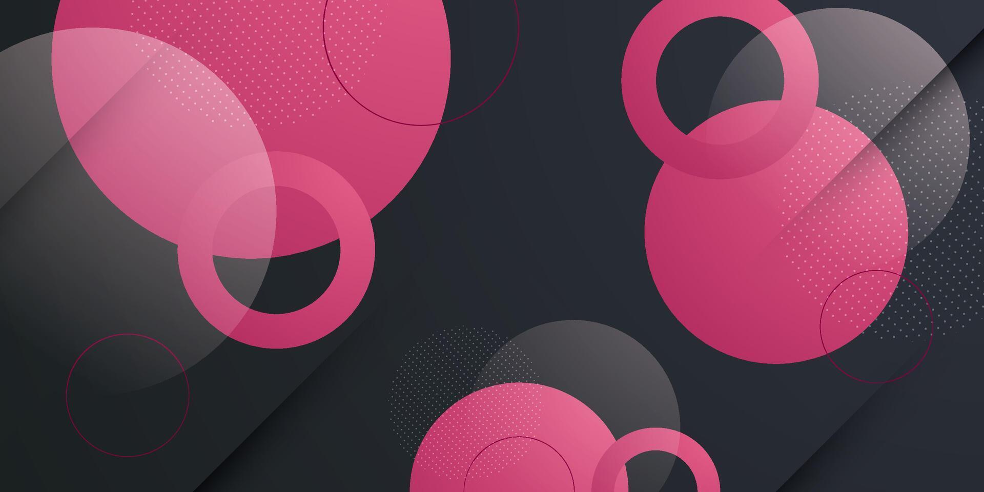 Abstract dark gray background with pink circle pattern design. Cool background for graphic design. vector