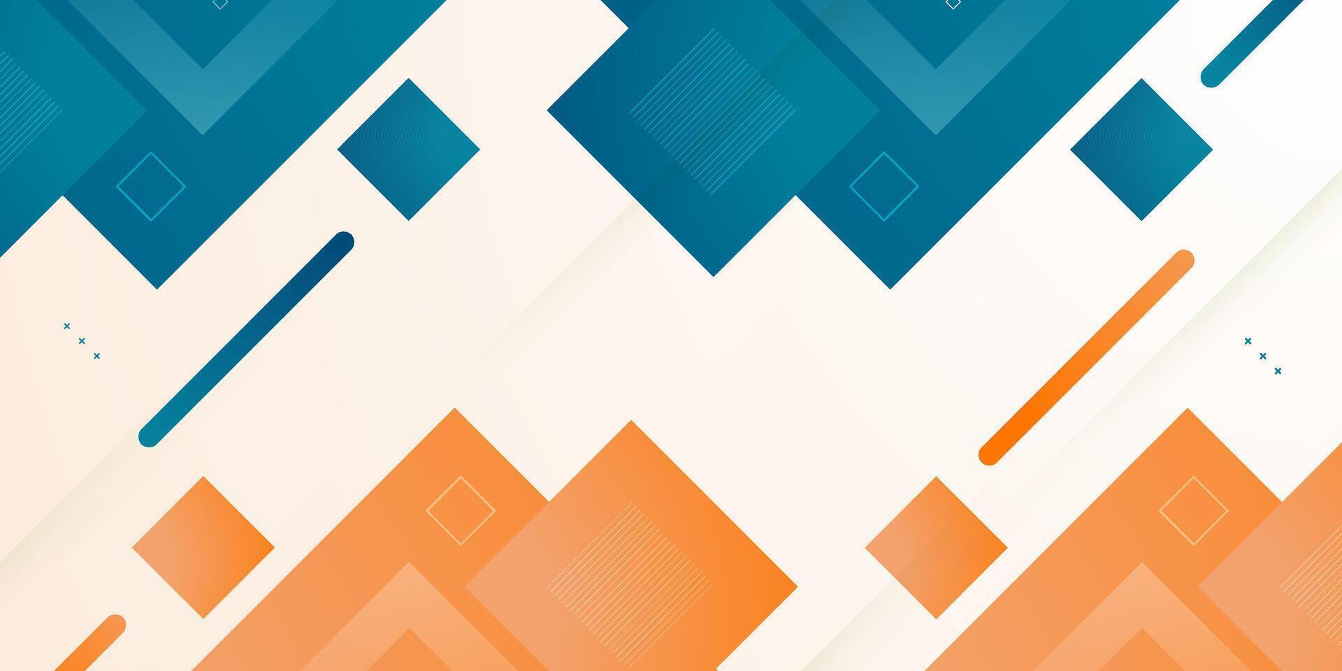 Abstract colorful geometric pattern on bright color background. Blue and orange square pattern banner background. vector
