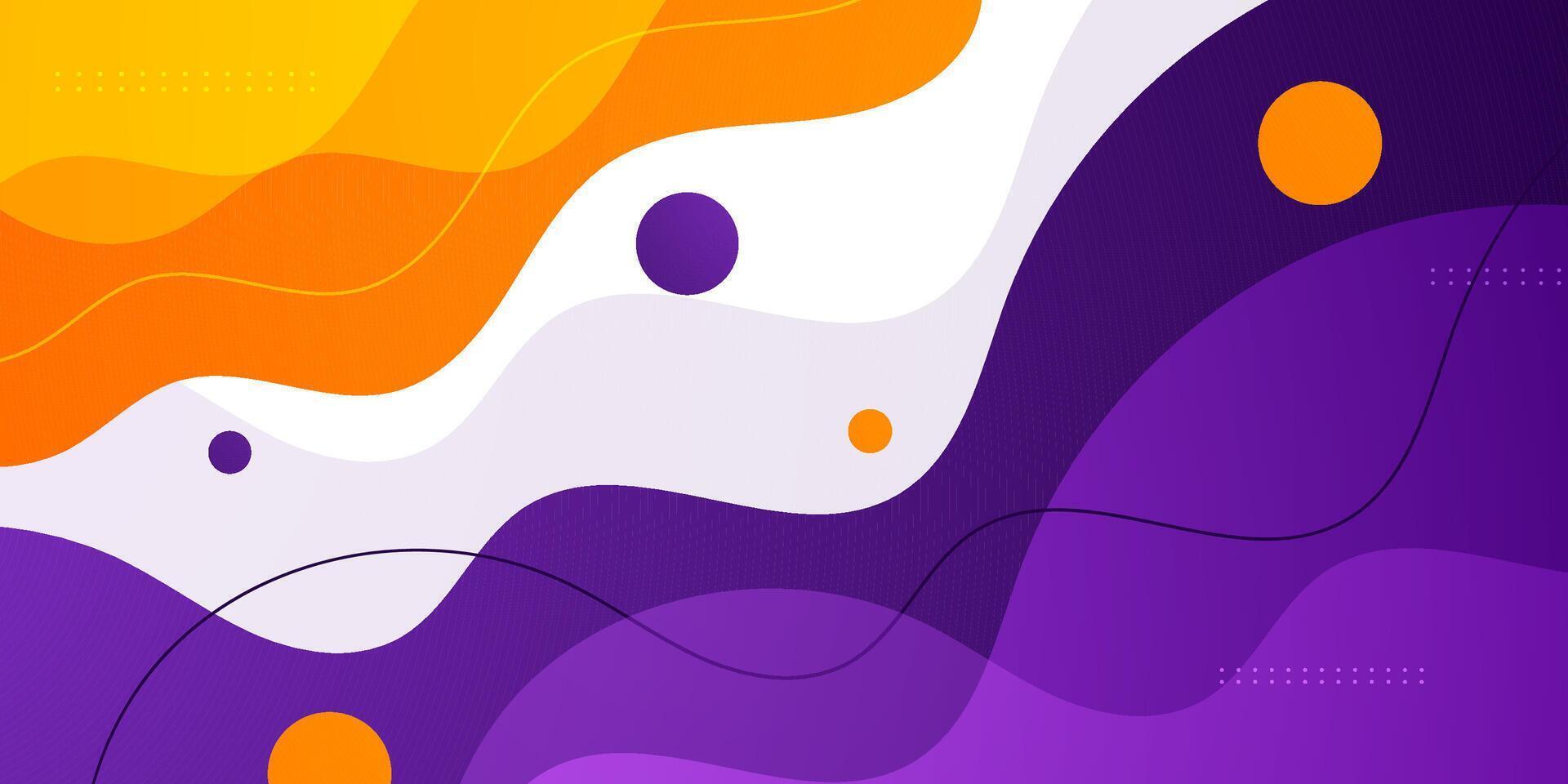 Abstract colorful orange and purple wave fluid banner background. Simple pattern on white color background. vector