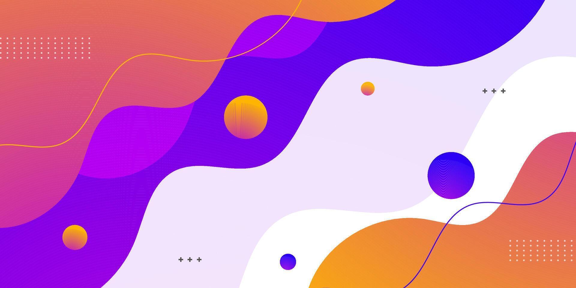 Abstract colorful orange and purple wave fluid banner background. Trendy shapes pattern on white color background. Simple banner concept. vector