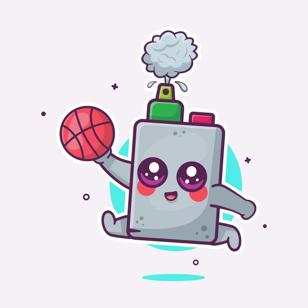happy vape electronic cigarette character mascot playing basketball isolated cartoon vector