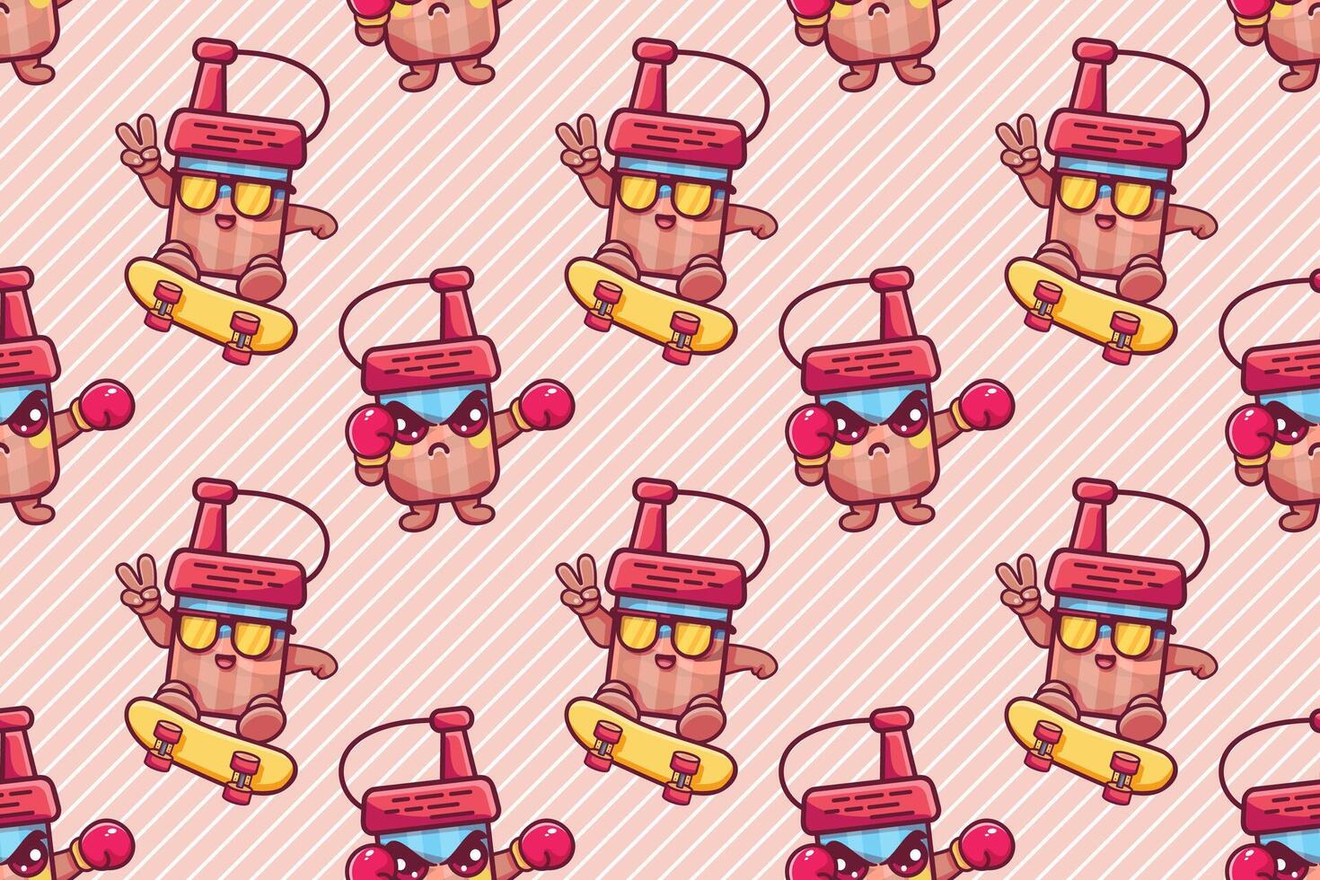 Colorful cartoon characters in a playful pattern vector