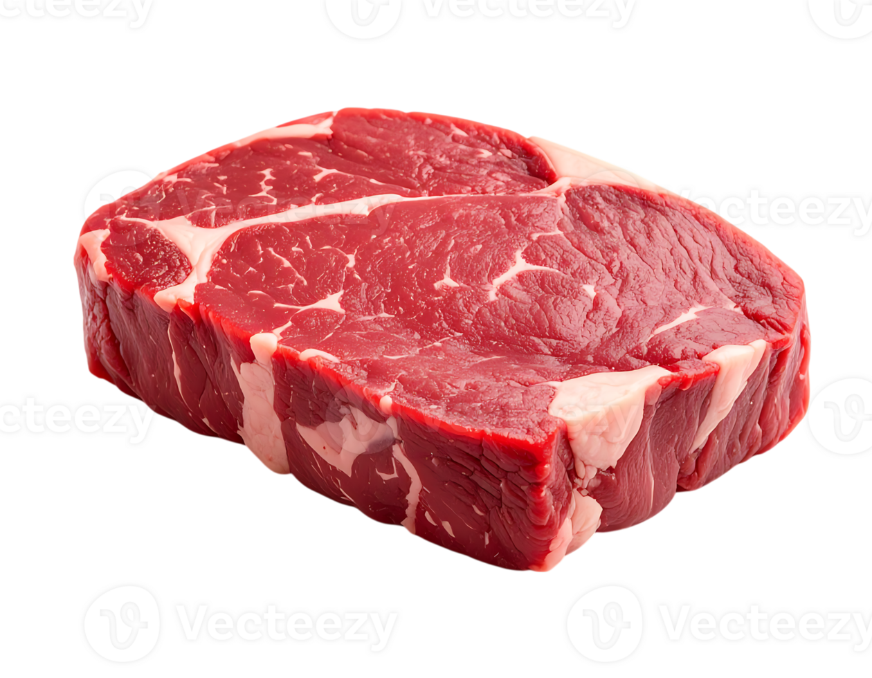 Fresh raw beef steak ribeye cut close up for grilling and cooking delicious meal food on transparent background png
