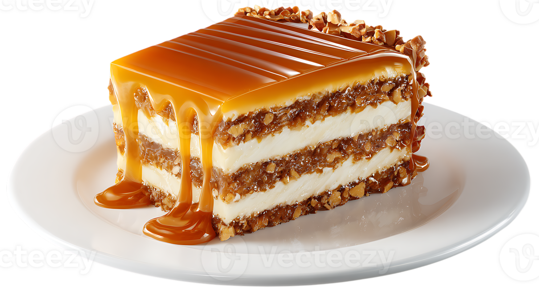 Delicious caramel cake slice dessert food sweet treat bakery item confectionery delight on transparent background png