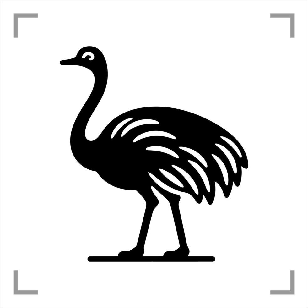 Ostrich Symbol Icon Animal Pictogram Full-body Side View vector