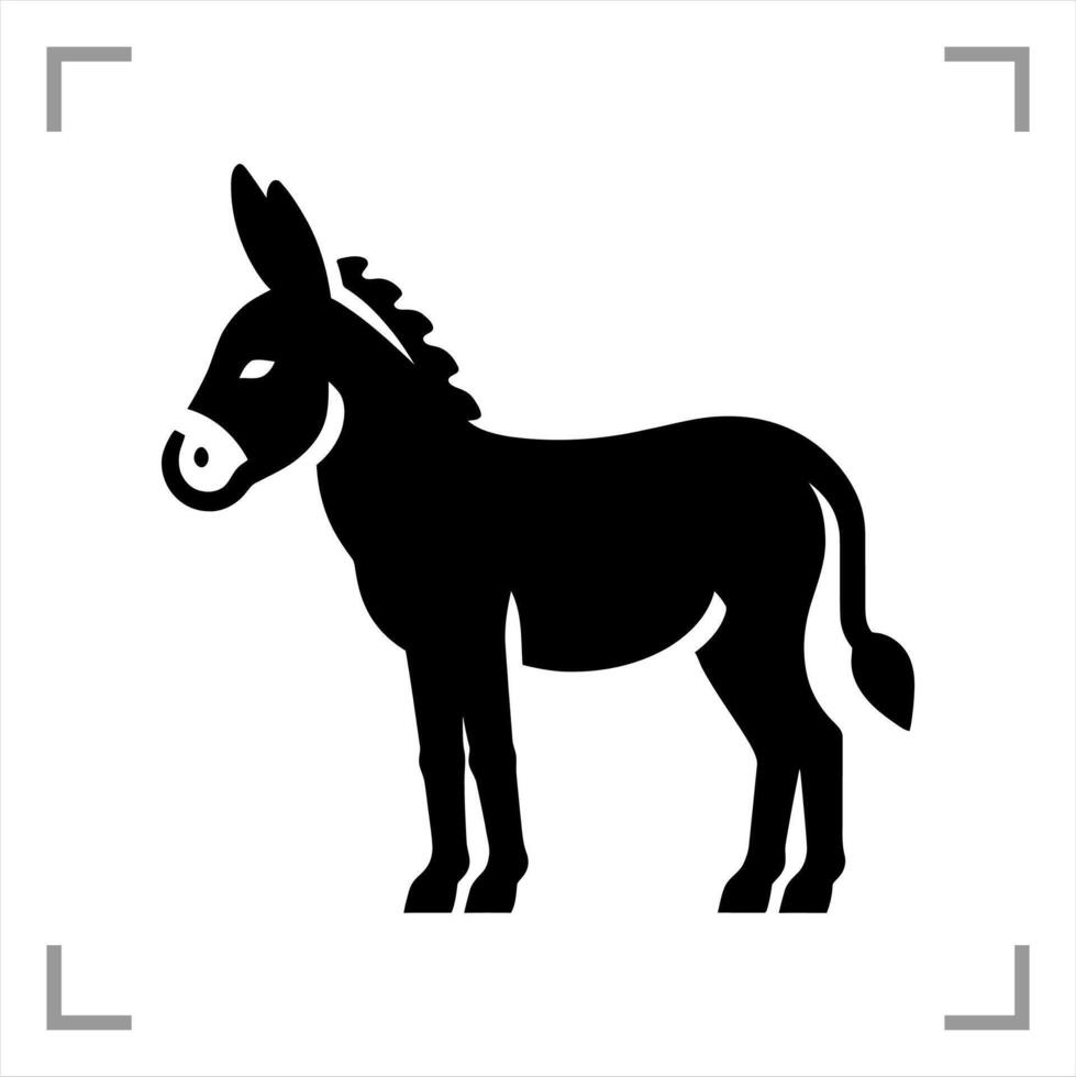 Donkey Symbol Icon Animal Pictogram Full-body Side View vector