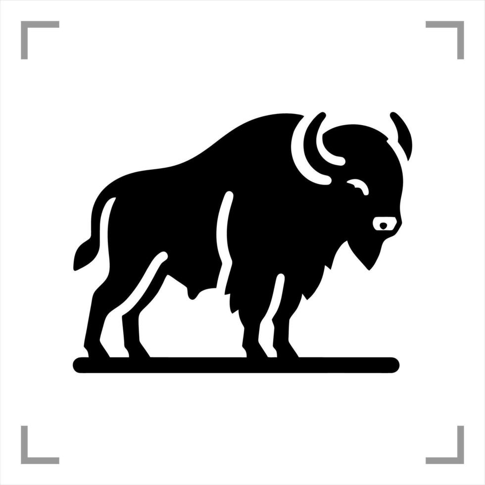 Buffalo Symbol Icon Animal Pictogram Full-body Side View Simple vector
