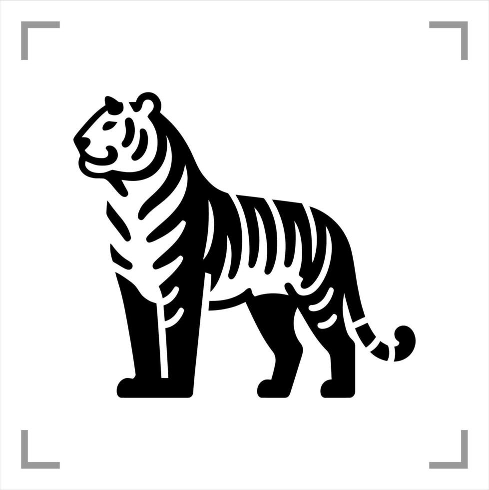 Tiger Symbol Icon Animal Pictogram Full-body Side View vector