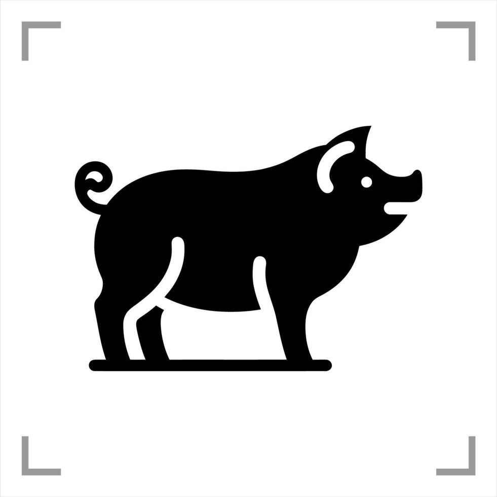 Pig Symbol Icon Animal Pictogram Full-body Side View vector
