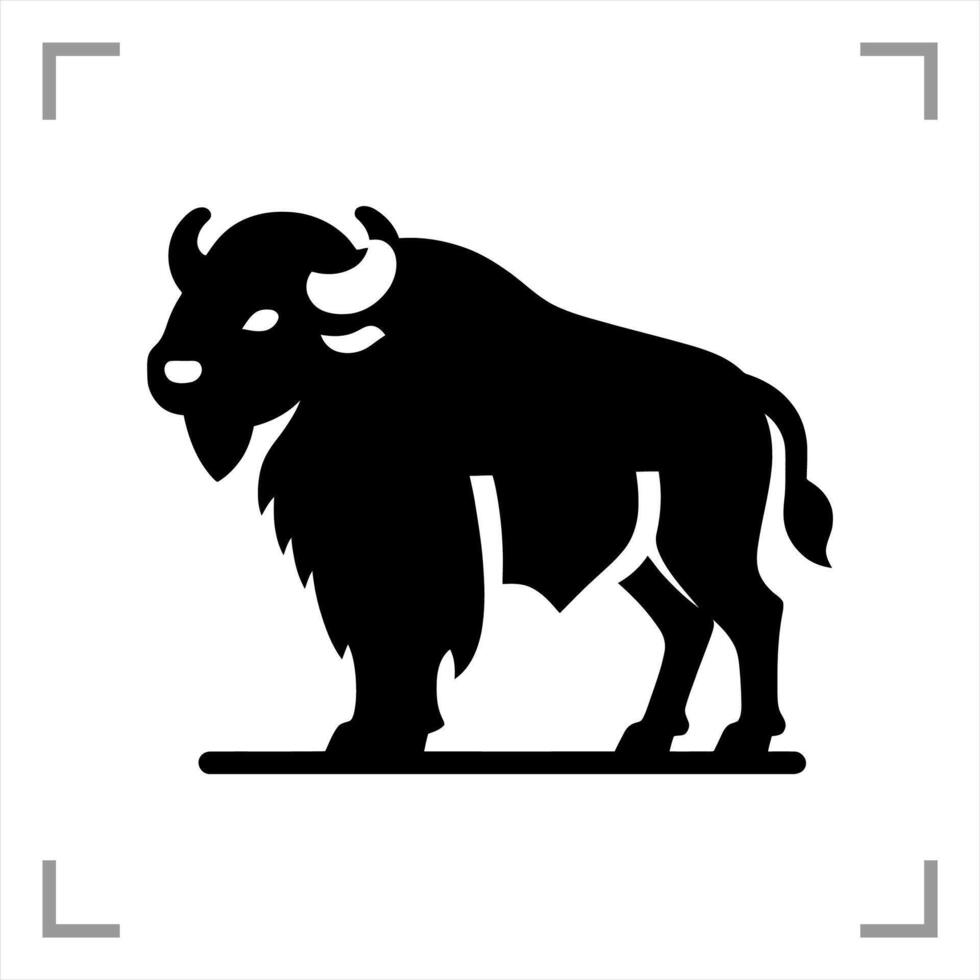 Buffalo Symbol Icon Animal Pictogram Full-body Side View vector
