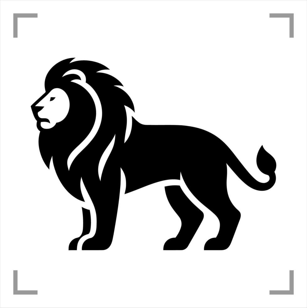 Lion Symbol Icon Animal Pictogram Full-body Side View Simple vector