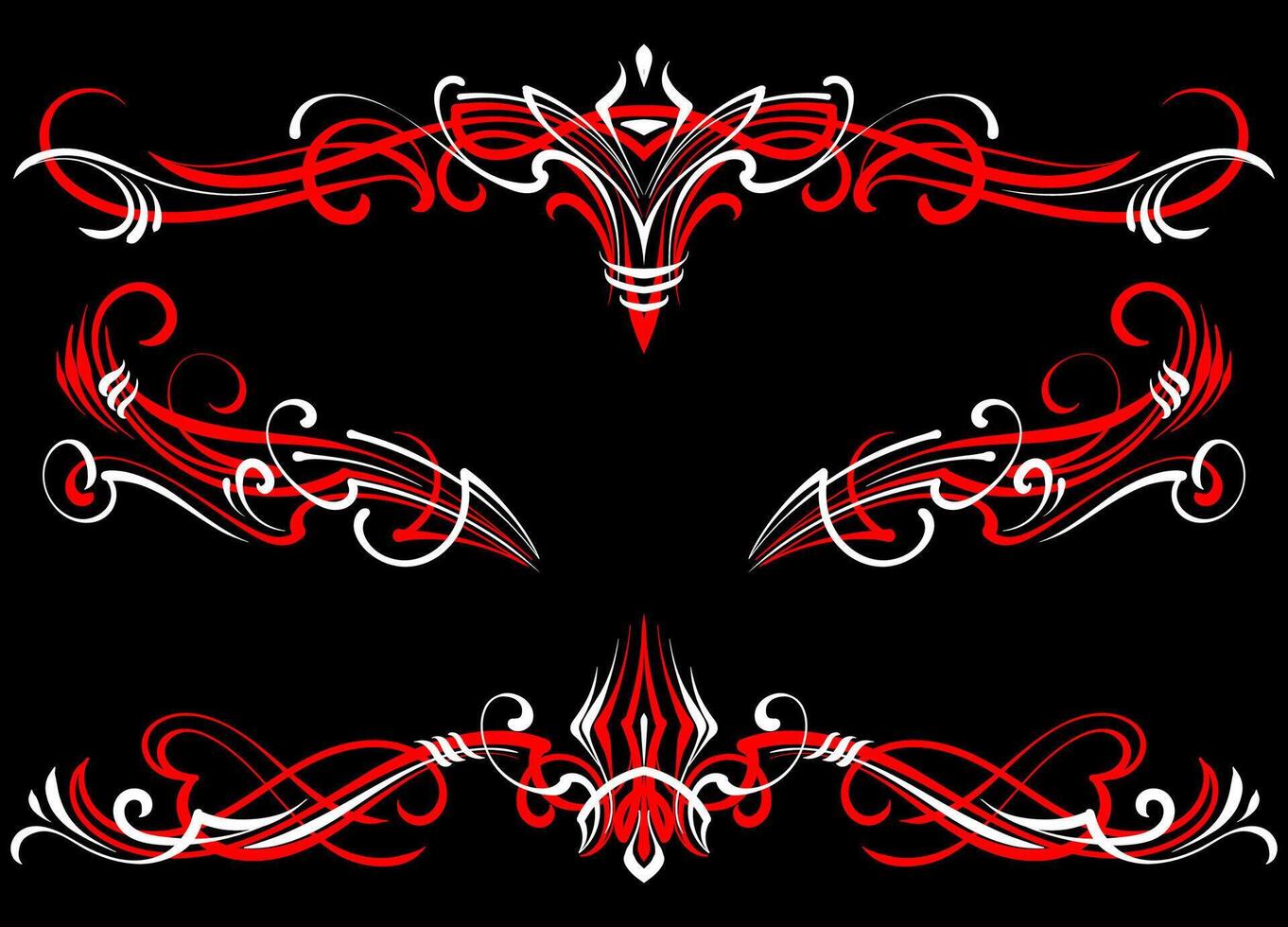 White and red vintage floral pinstripe element. vector
