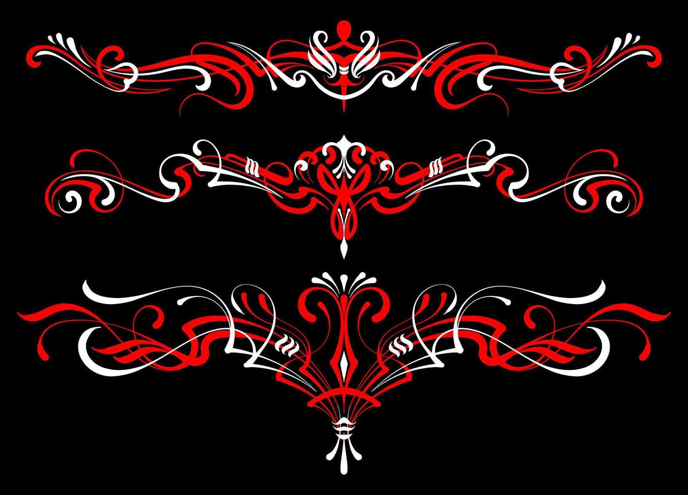 Vintage floral pinstripe element collection. vector