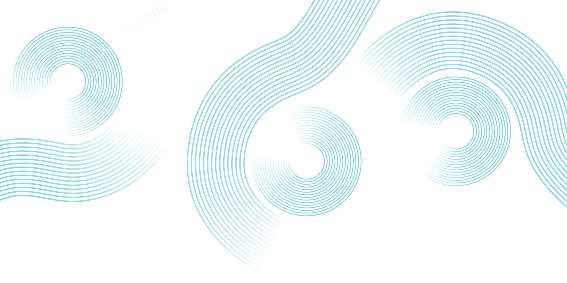 White Minimal Abstract Spiral Line Background with Blue Circular Wave Design vector