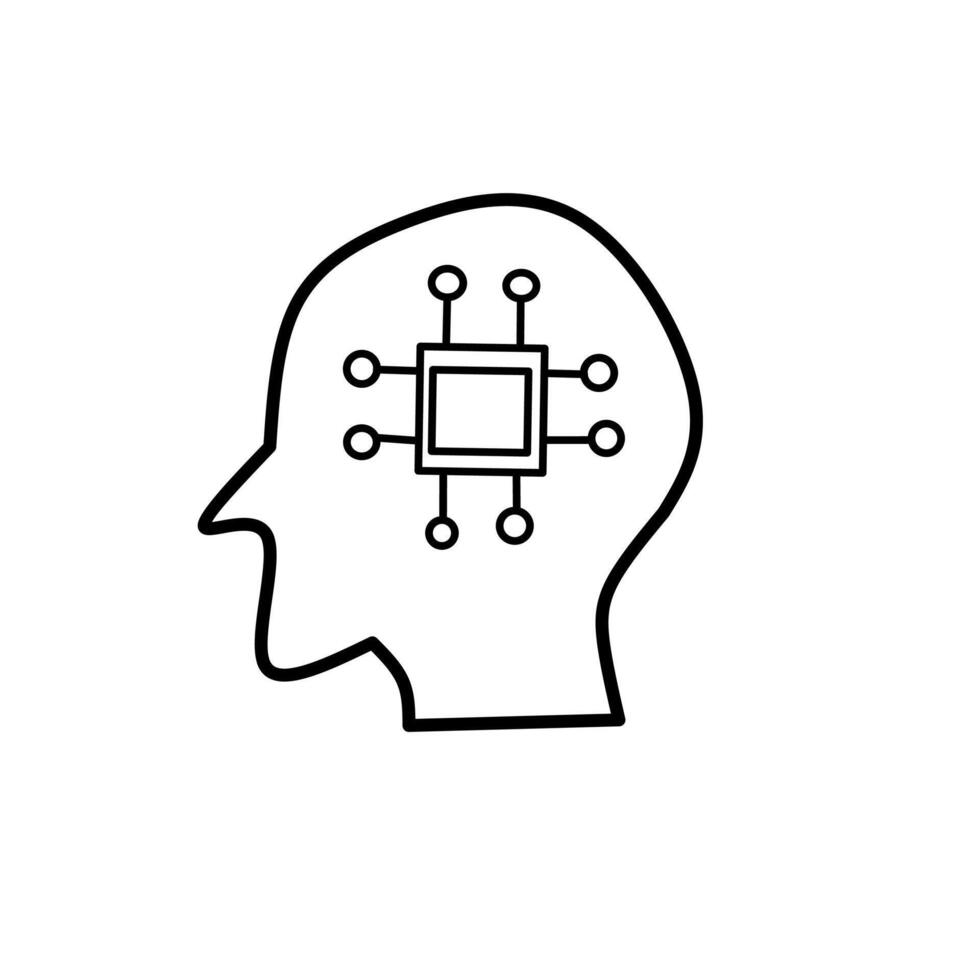Simplified black outline of a central integrated circuit with connecting points extending outwards Representing a core processing unit vector