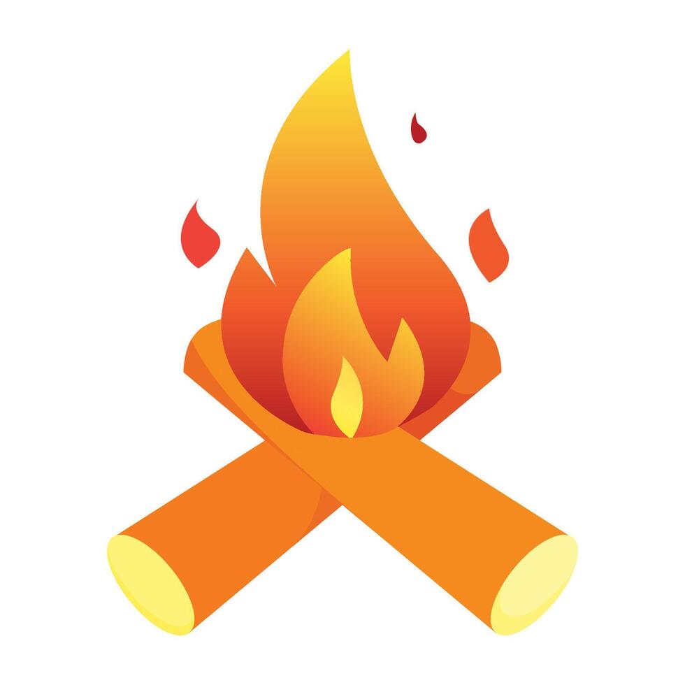 Campfire icon in flat style vector