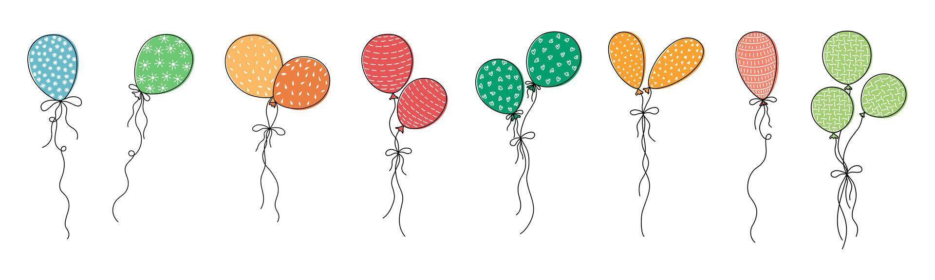 Balloon graphics collection, for design and decoration. Can be used in many ways such as stickers, scrapbooks, birthday cards, celebrations, Happy New Year, party decorations and many more. vector
