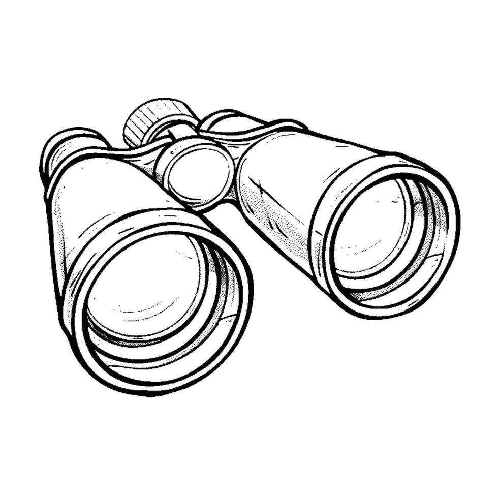 A black and white drawing of binoculars vector