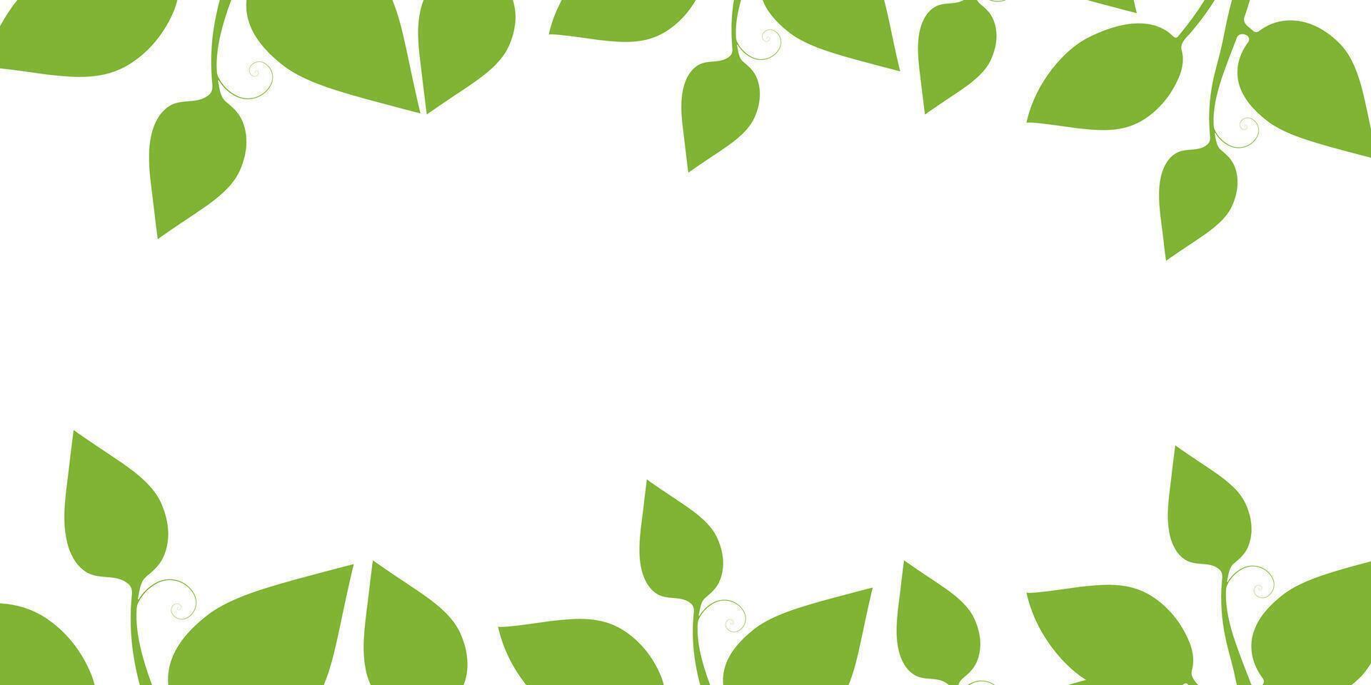 Green leaves frame with space for text. Summer design. Foliage border. . vector
