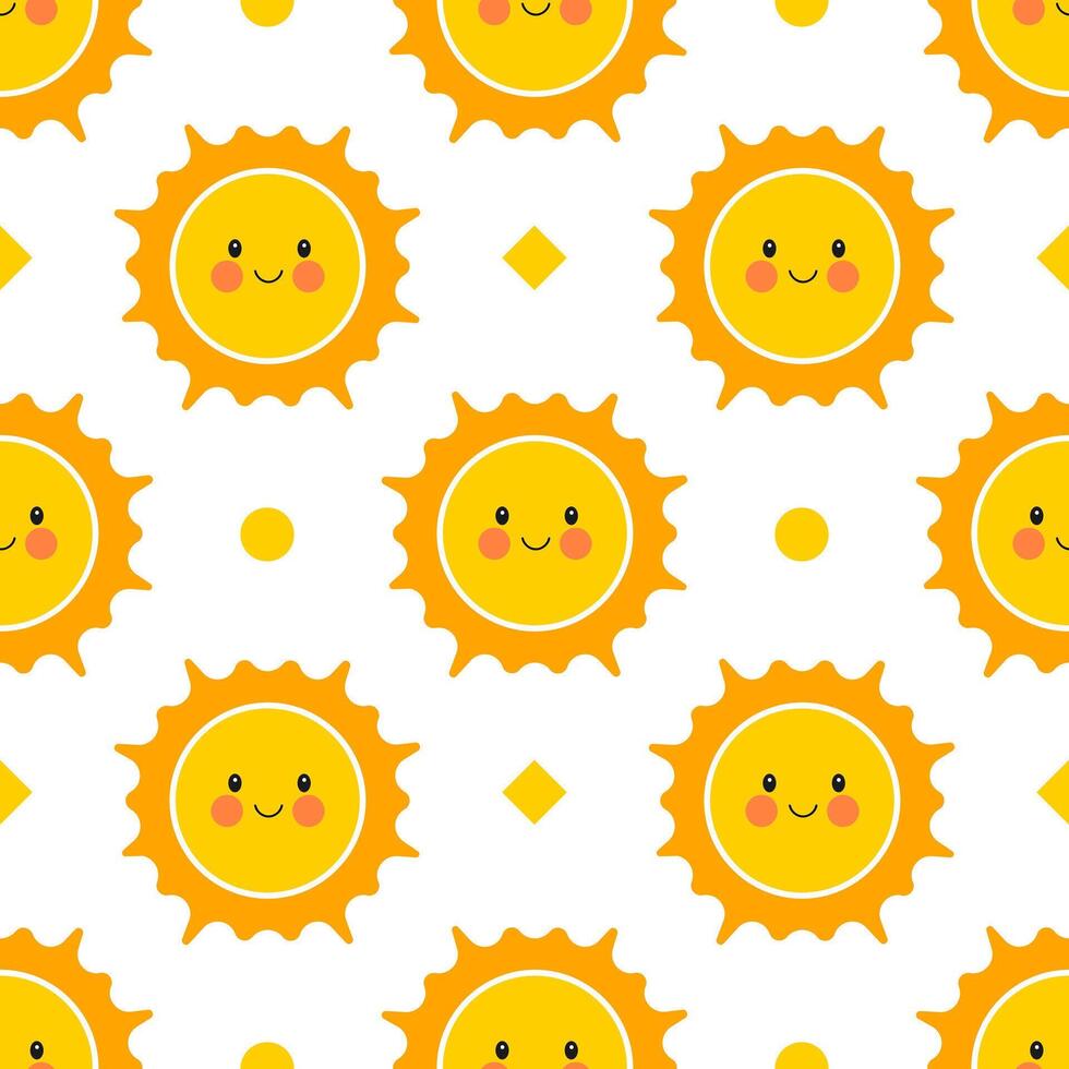 Cute Cartoon Suns Pattern vector