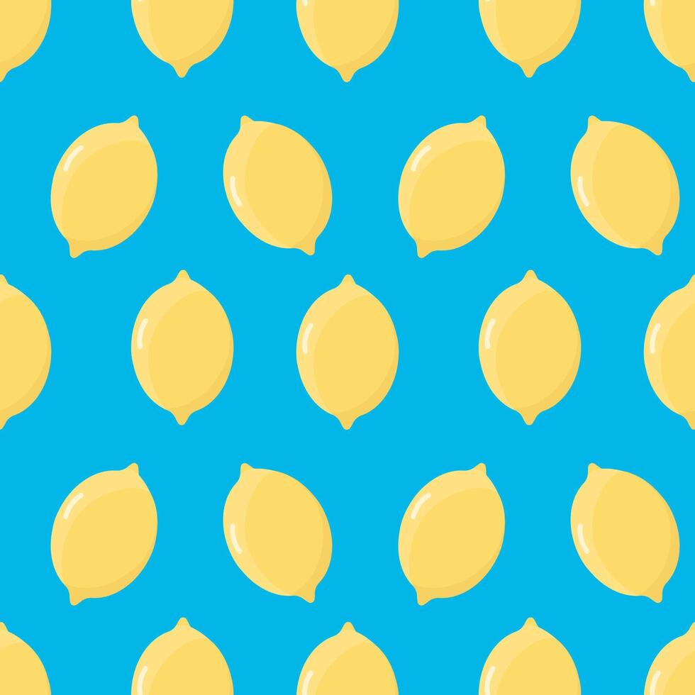 Lemon seamless pattern on a blue background. vector