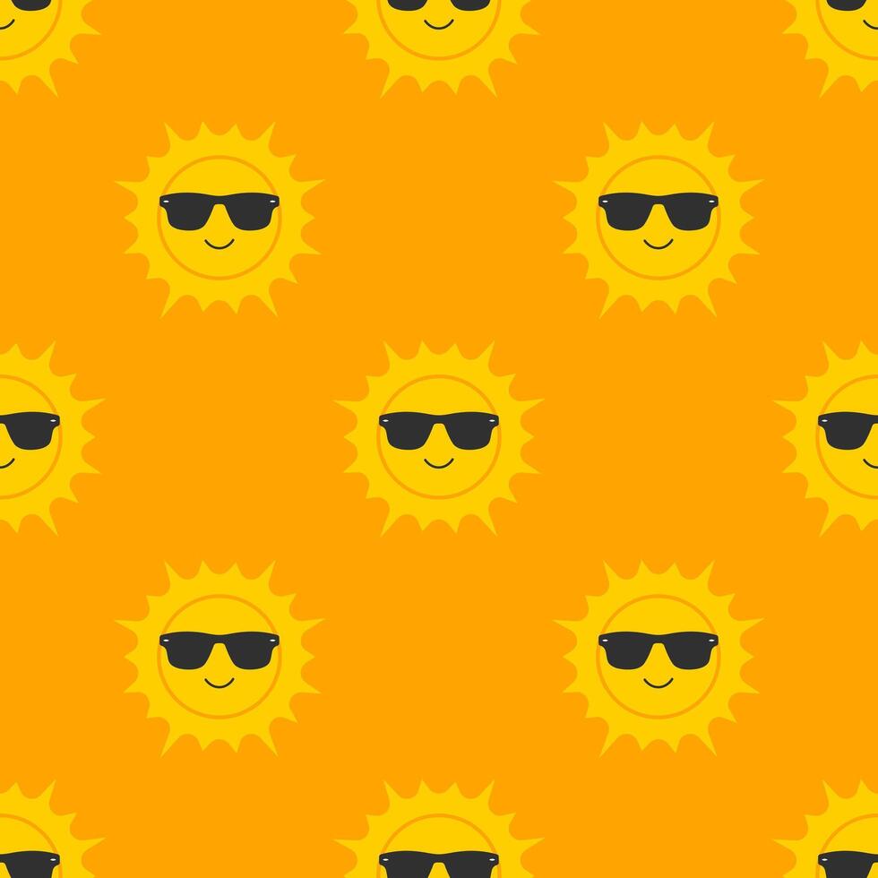 Sun in sunglasses. Seamless pattern. summer illustration. vector