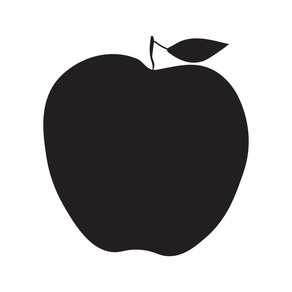 Black silhouette of apple on isolated white background. Single plant element. fruit. vector