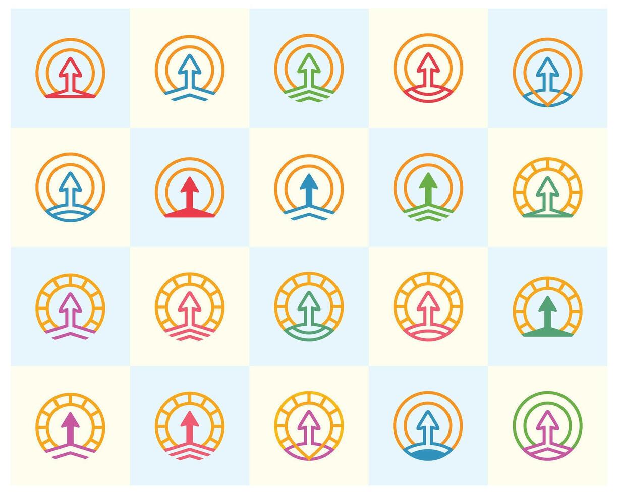 Arrow Up logo icon design set vector