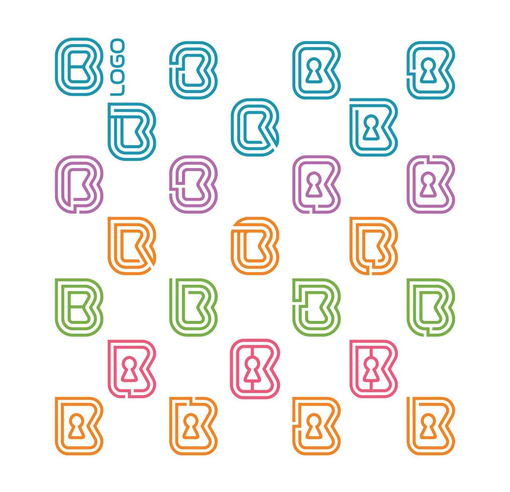 B letter line logo icon design set vector