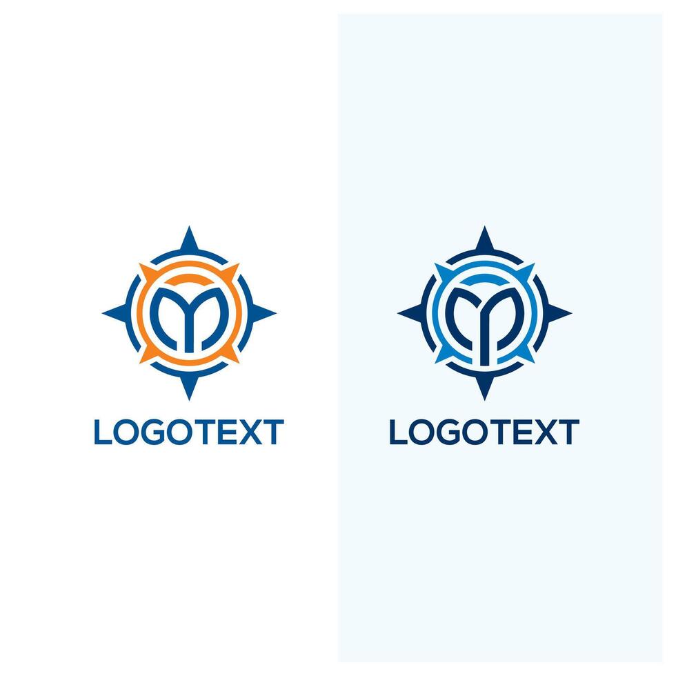 letter M and MP with Compass logo design vector