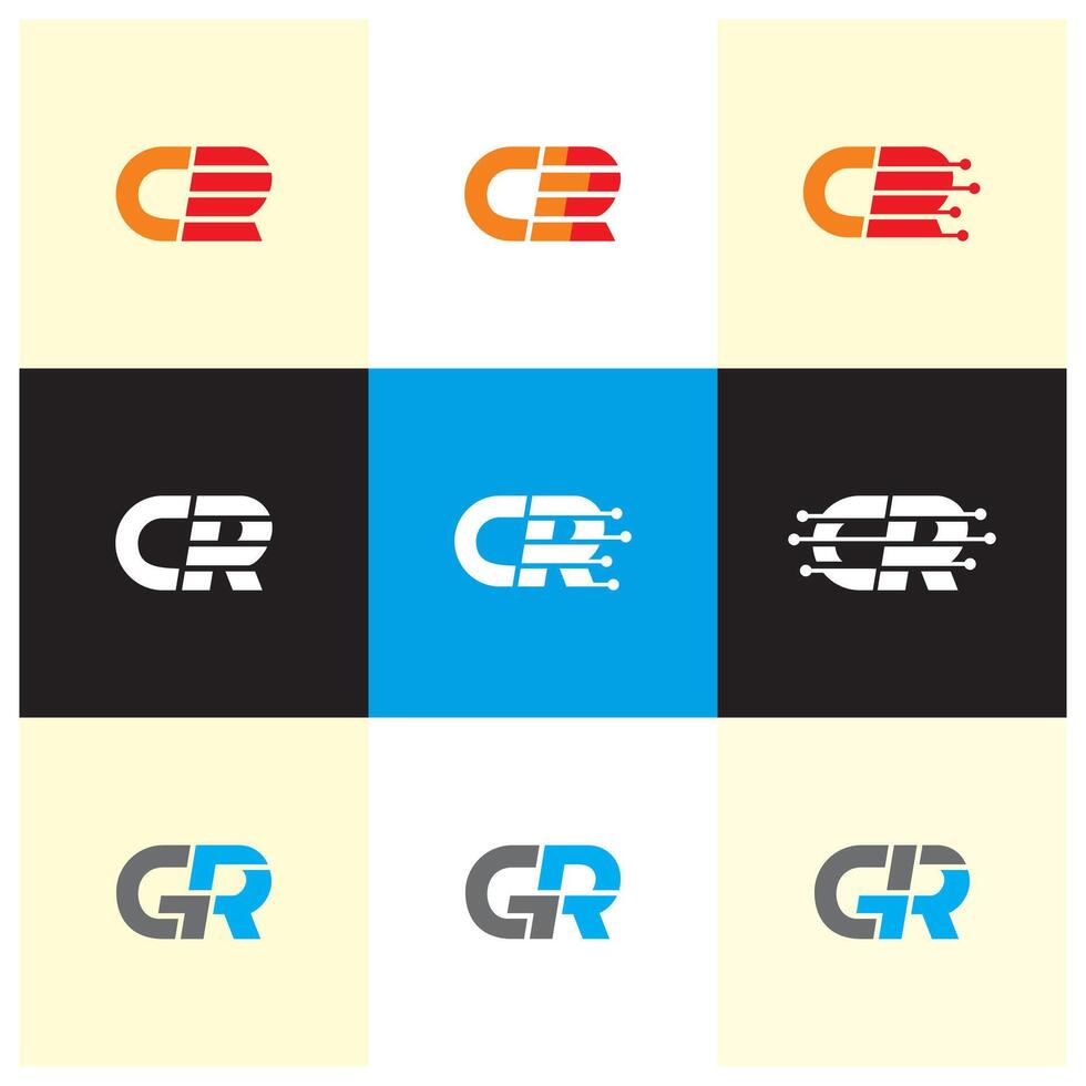 CR and GR initial logo icon design template vector