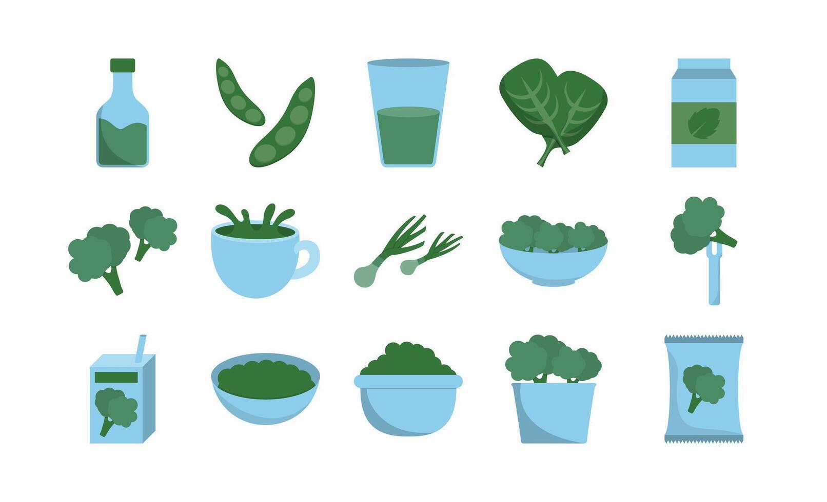 Green Vegan Food and Drinks Graphic Pack vector