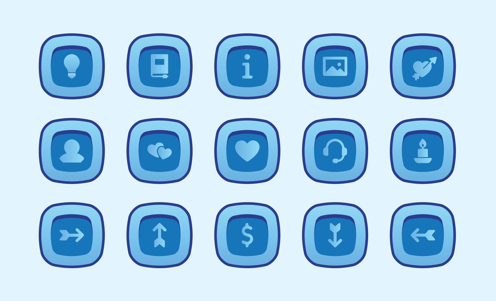 Modern Game UI Button Set Graphic Pack vector
