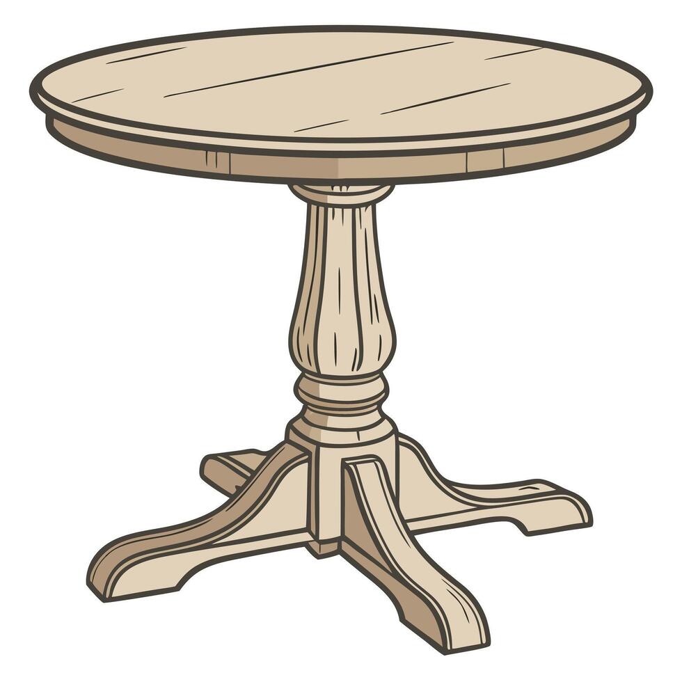 Round pedestal table dining room furniture wood table top home decor design style vector