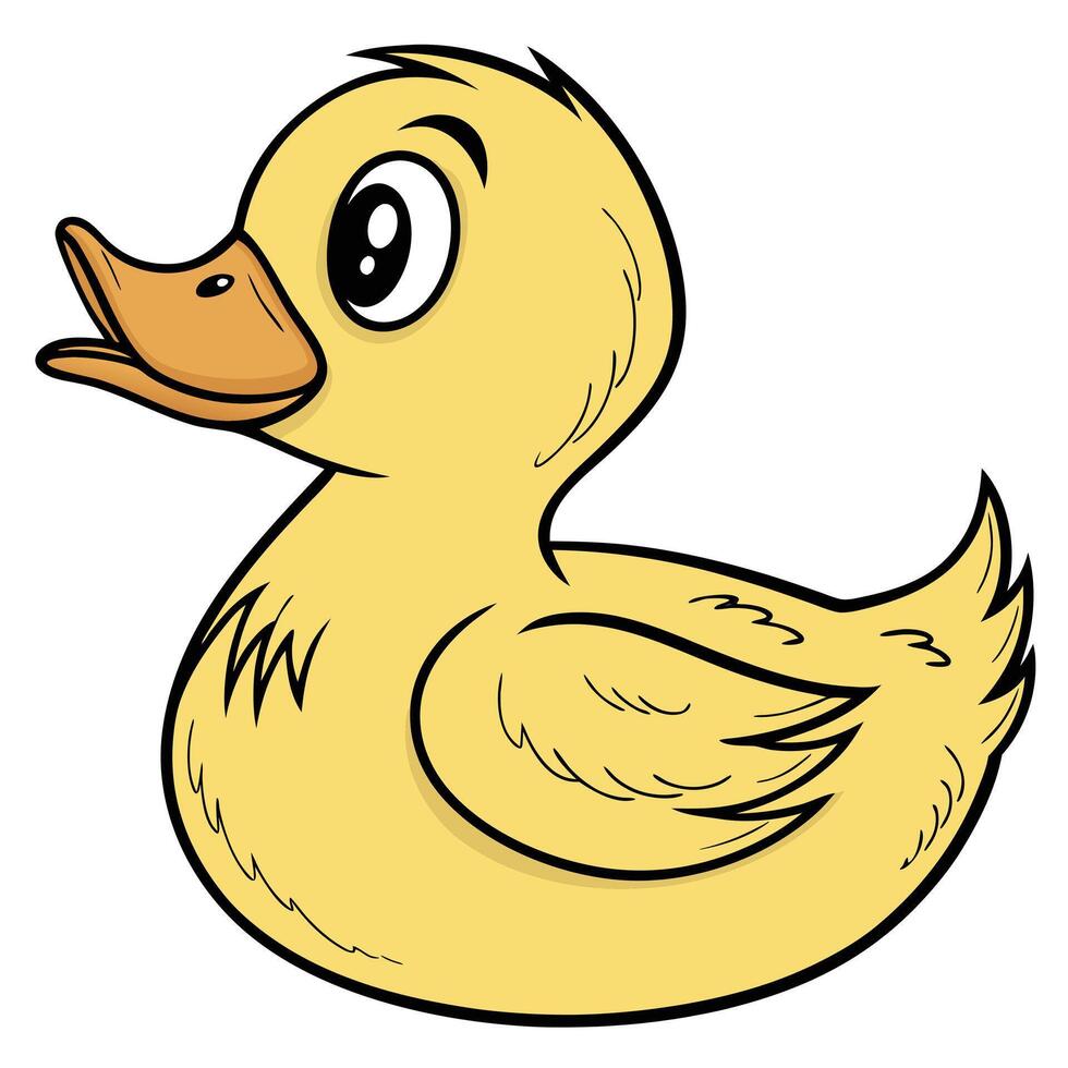 Cute yellow rubber ducky cartoon illustration for kids and bath time fun art vector
